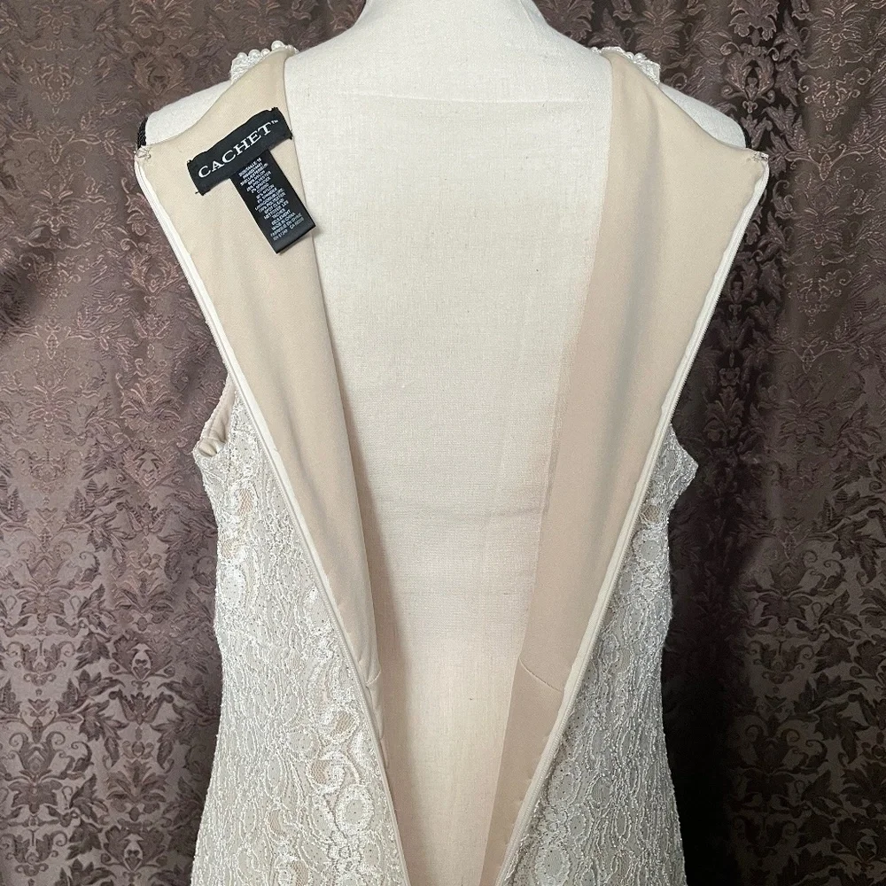 Cachet Dress For Homecoming, Bride, Prom, Lace & Pearl Beading Worn Once Size 16 - Picture 13 of 16